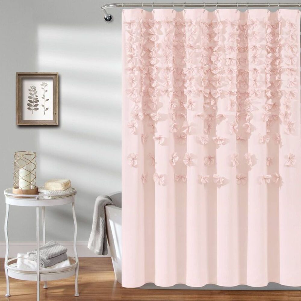 Lucia Scattered Flower Textured Shower Curtain Blush - Lush Décor